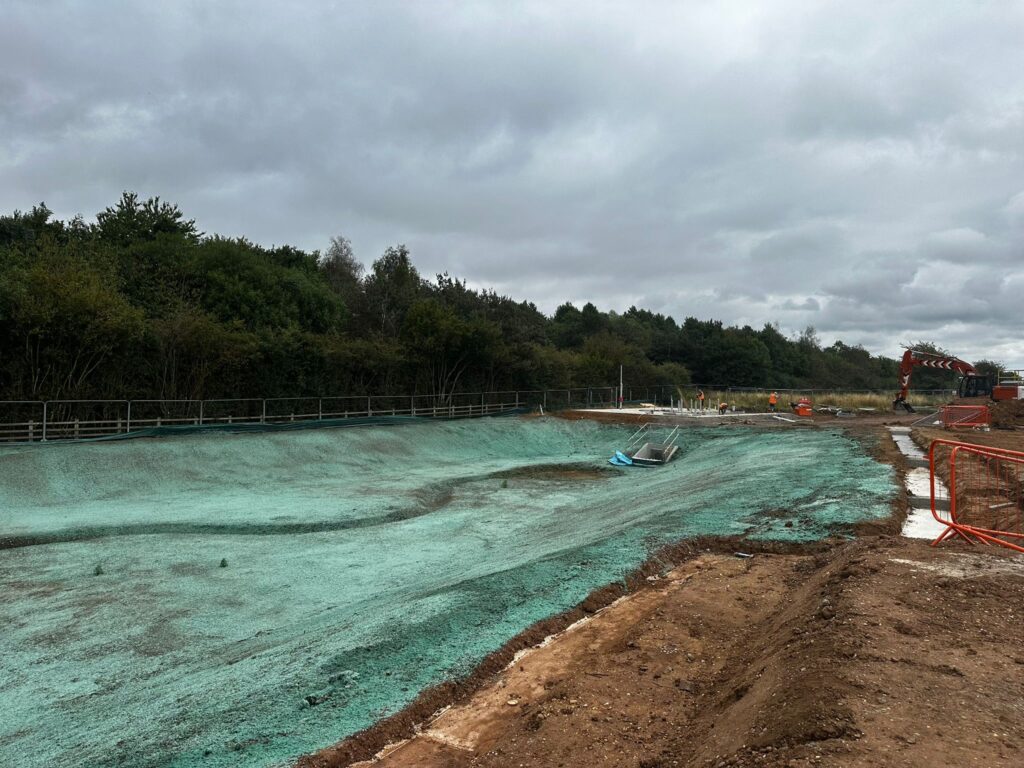 Hydroseeding in action on large area of land