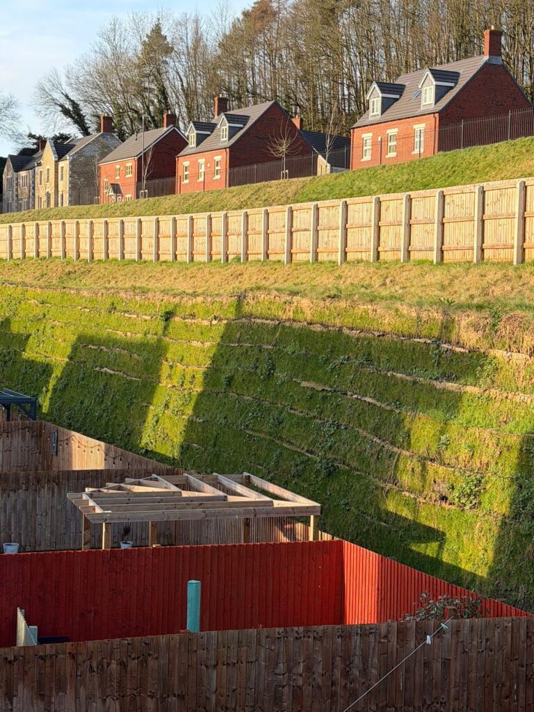 Established embankment on a housing development